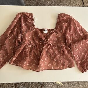 ARULA Floral Rust Blouse